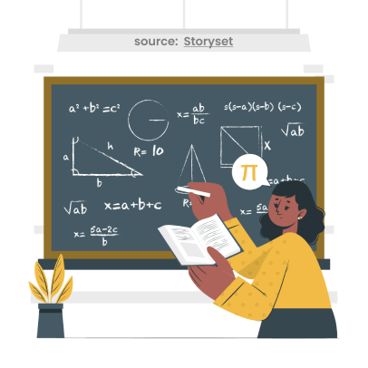 Image depicting a student studying by writing on the board